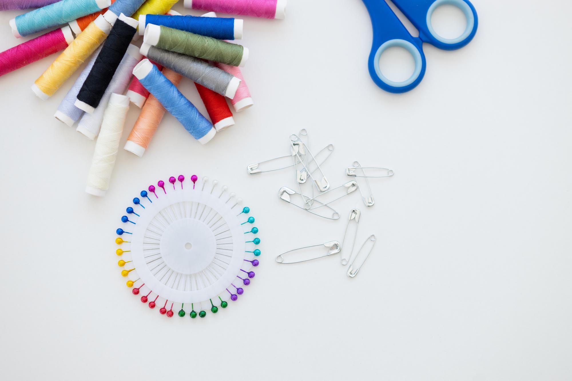 flatlay of embroidery kit and tools